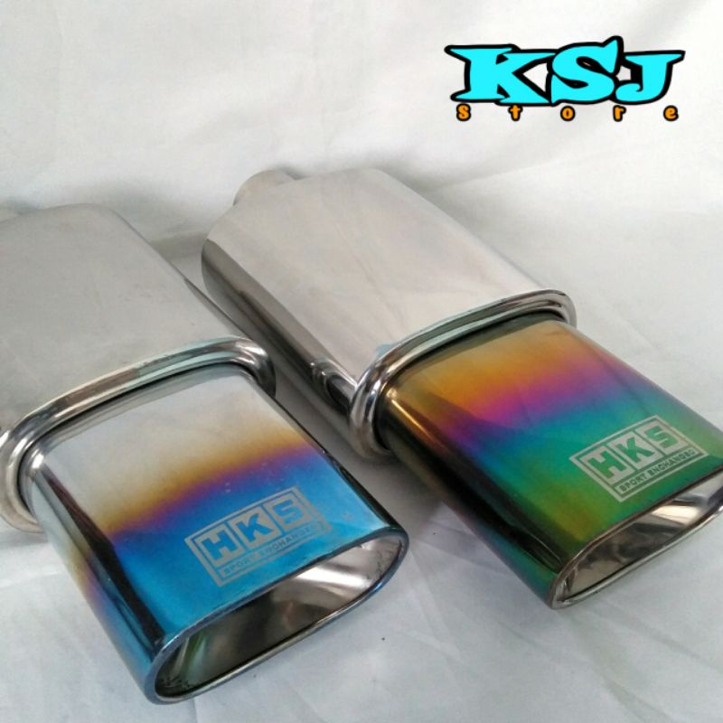 Knalpot mobil knalpot racing hks gepeng kotak turbo full staines suara bass halus adem kalem