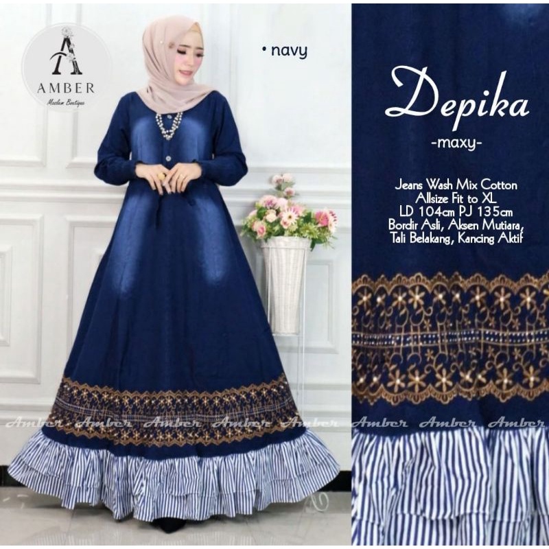 GAMIS JEANS TERBARU 2022 UNTUK WANITA MUSLIMAH DEWASA  BAJU MAXY  KEKINIAN  MODIS DAN TERPOPULER DEN