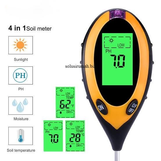 Soil Meter Digital Alat Pengukur Kesuburan PH Suhu Tanah Kebun Tanaman