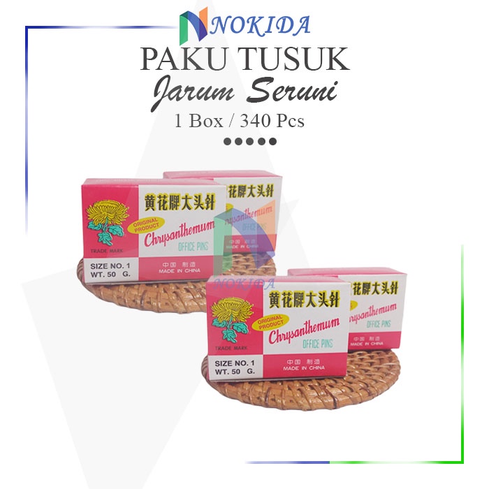 

Nokida Office Pins Seruni [1 Box / 340 Pcs] / Jarum Pentul Flat Polos / Jarum Tusuk Dekorasi Jahit Gabus Serbaguna / Paku Polos Anti Karat
