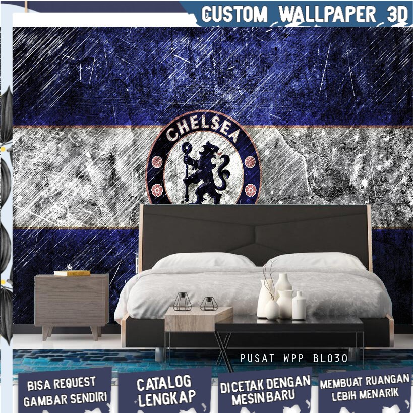 Dekorasi, Wallpaper dinding Sepak bola Chelsea FC 3d