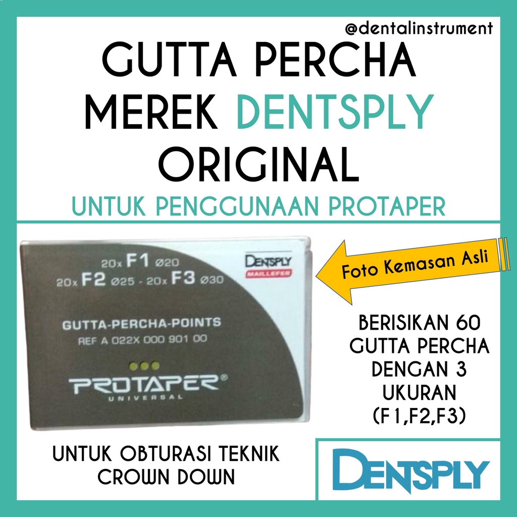 Dentsply Protaper Gutta Guta Guttap Gutap Percha Points Isi 60 Pcs (F1 F2 F3 F4 F5)