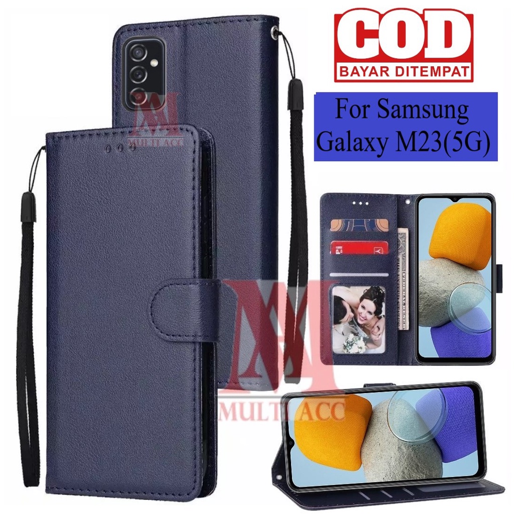 SAMSUNG GALAXY M23(5G) Leather Flip Cover Wallet Case Kulit - Casing Dompet Case Wallet Leather Flip