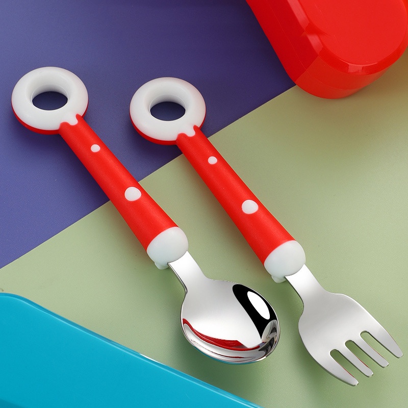 Set Peralatan Makan Sendok Garpu Bahan Stainless Steel Untuk Bayi