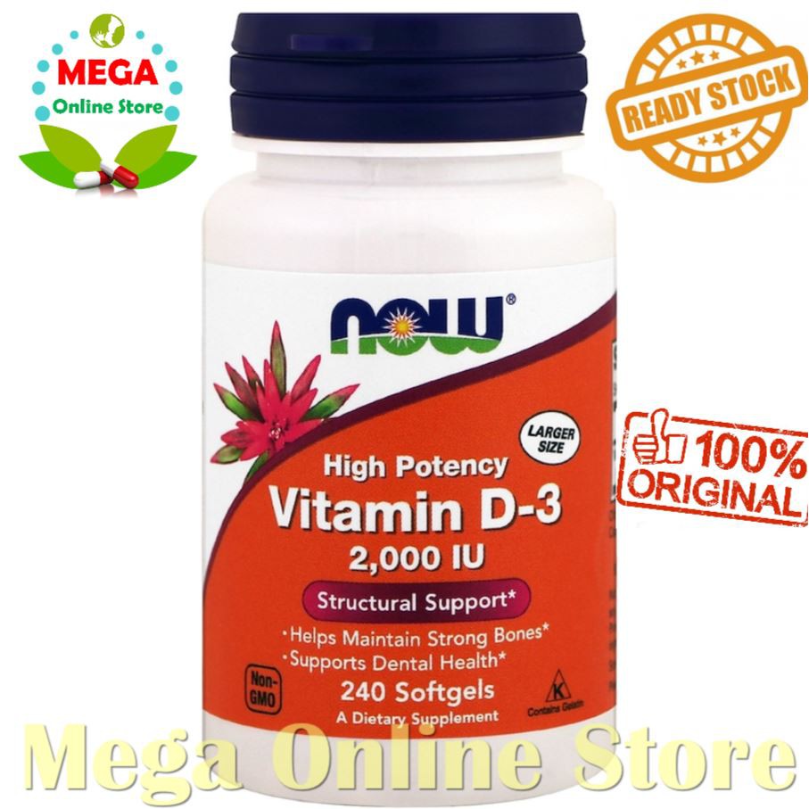 NOW Vitamin D3 2000 iu High Potency 240 Softgels