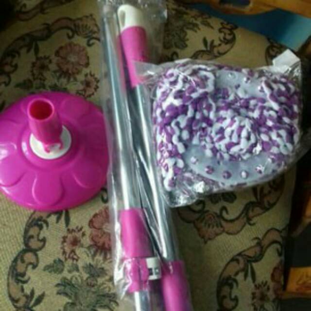 Tongkat Gagang Pel Spin Dry Mop / Pel Berputar ( Gagang+piringan+kain )