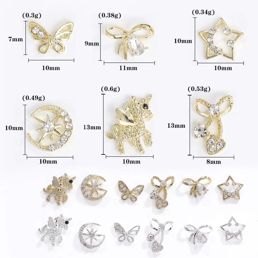 AUGUSTINA Augustina Nail Art Berlian Imitasi Pesona Paduan Zirkon Mewah Unicorn Kupu-Kupu Seri Berlian Jepang DIY Perhiasan Kuku