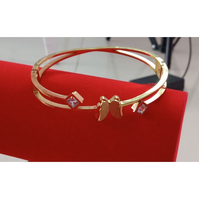 Gelang Titanium lapis emas18k