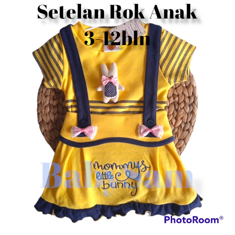 Rok Gantungan Anak Pumpkin Kids Motif Boneka Rabbit || Setelan Anak Perempuan 3-12 Bulan