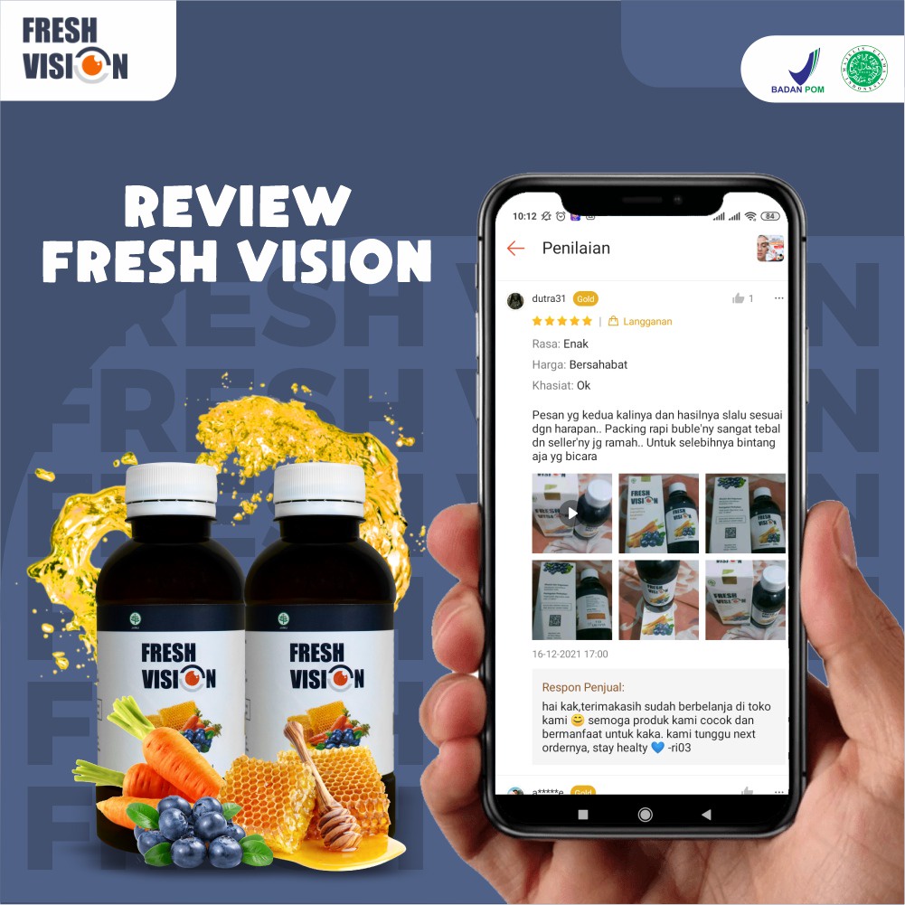 Fresh Vision - Suplemen Kesehatan Mata Kurangi Mata Minus Mines Gatal Perih Kering Cegah Katarak &amp; Tajamkan Penglihatan Eyefresh Full Fresh Pure Fresh 100% Madu Asli