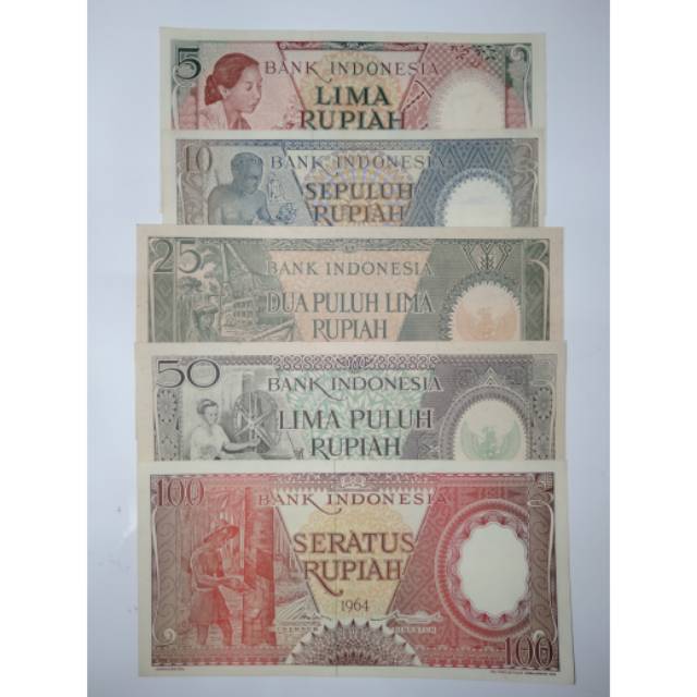 SET UANG KUNO SERI PEKERJA 5 - 100 RUPIAH (1964)