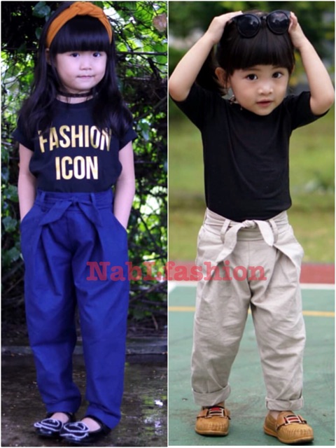 Celana panjang daily pants anak perempuan 2-9 tahun bahan katun cigaret nablfashion merah