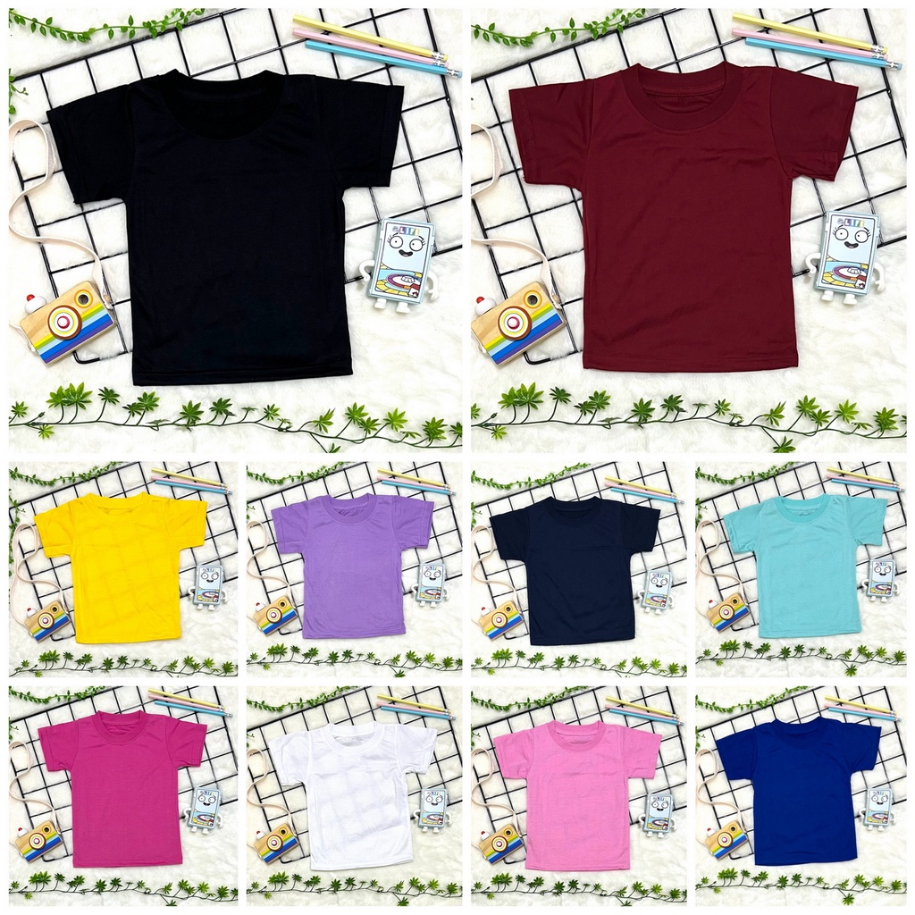 KAOS ANAK POLOS LENGAN PENDEK / ATASAN ANAK UNISEX MURAH BERKUALITAS 4-9 TAHUN