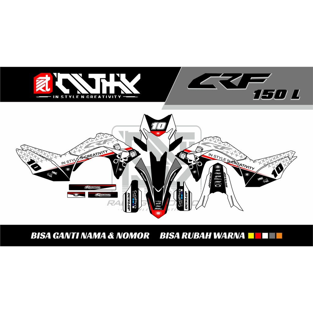 Decal CRF 150 L  Putih Hitam