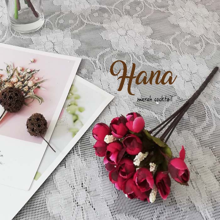 Bunga plastik mawar mini kuncup / Mini rose buds artificial flower-PINK TUA MAROO