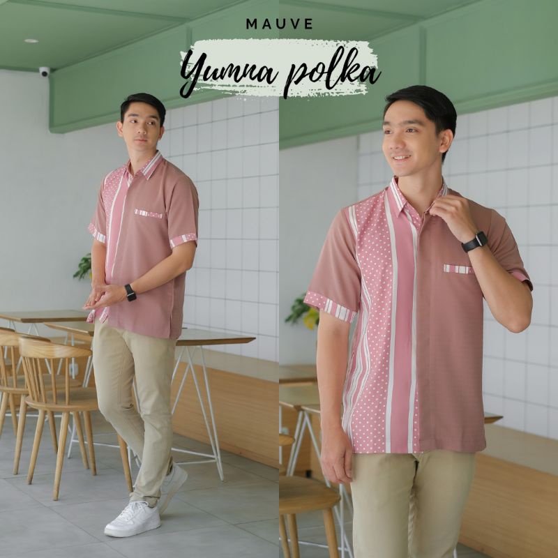 Baju Atasan Kemeja Yumna Polka Salur