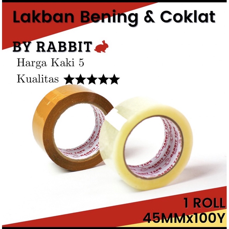 

Lakban Bening / Lakban Coklat OPP Rabbit Tape 2 inch X 100 Yard