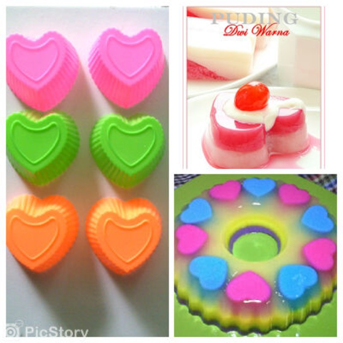 Cetakan bolu puding love gerigi 12 pcs