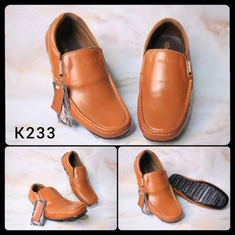 Sepatu Casual kulit asli Pria Dr.Boss Warna Tan