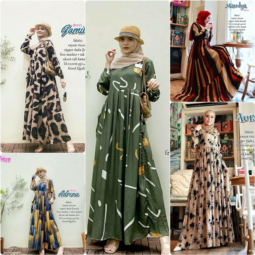 HOMEY DRESS GAMIS BAHAN KATUN VISCOSE ANEKA MOTIF TERBARU SHOPEE_ID #SHOPEE_ID