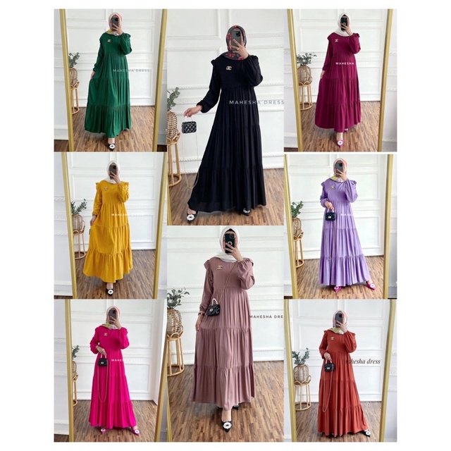 Mahesha Dress/ Dres Polos Rayon Twill /Gamis Wanita Jumbo /Dres Busui