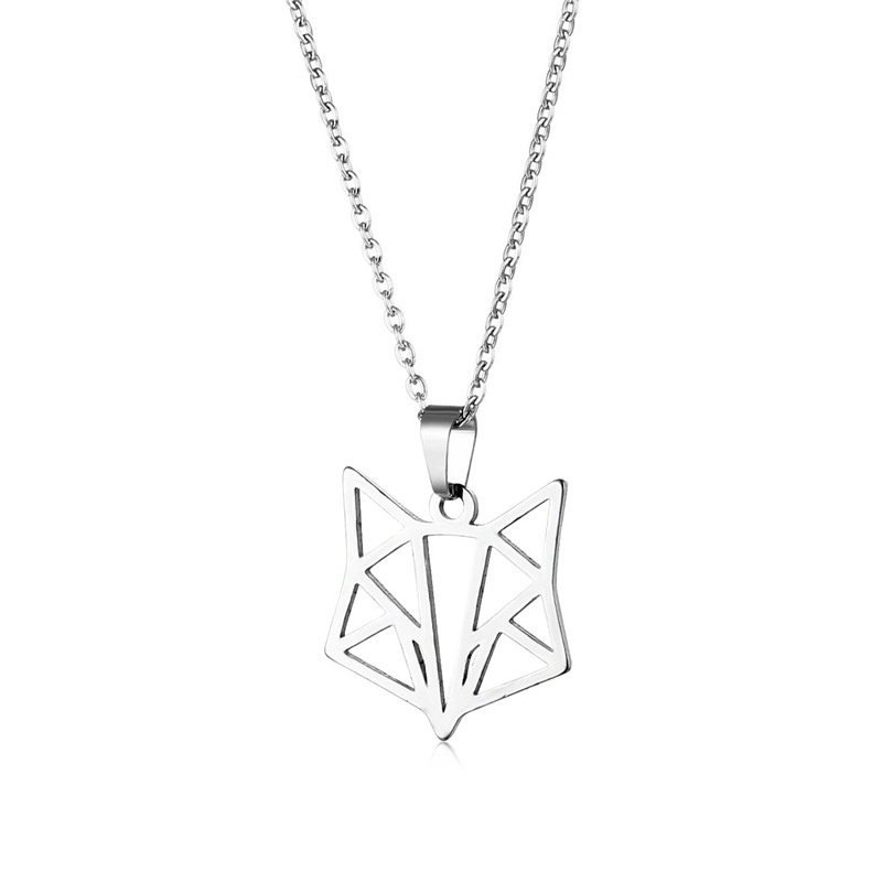 Eropa dan Amerika hollow stainless steel hewan kalung Fox liontin geometris klavikula rantai perhias