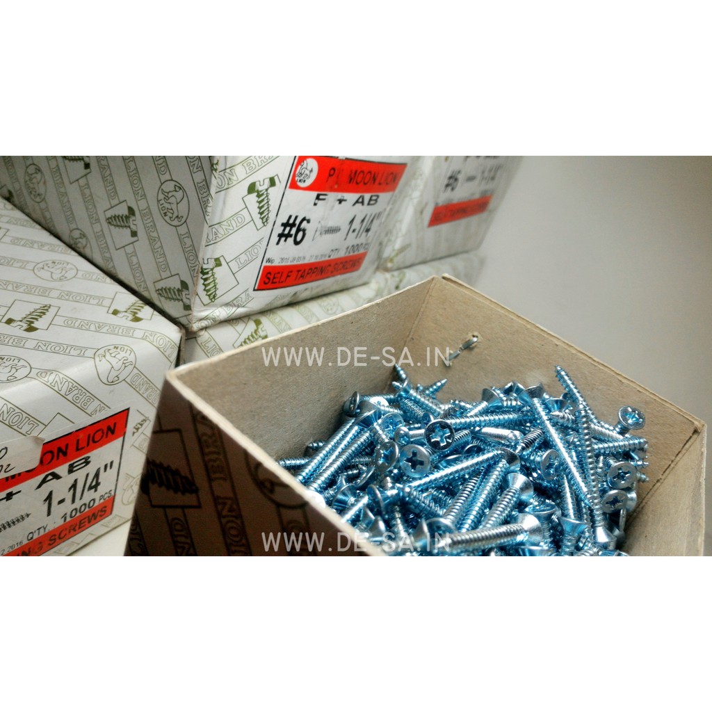 (GROSIR) #6x30MM Moon Lion Box 1000 PCS Skrup Tapping Screw (Sekrup Lion #6 X 1-1/4&quot;) (WORKSHOP)