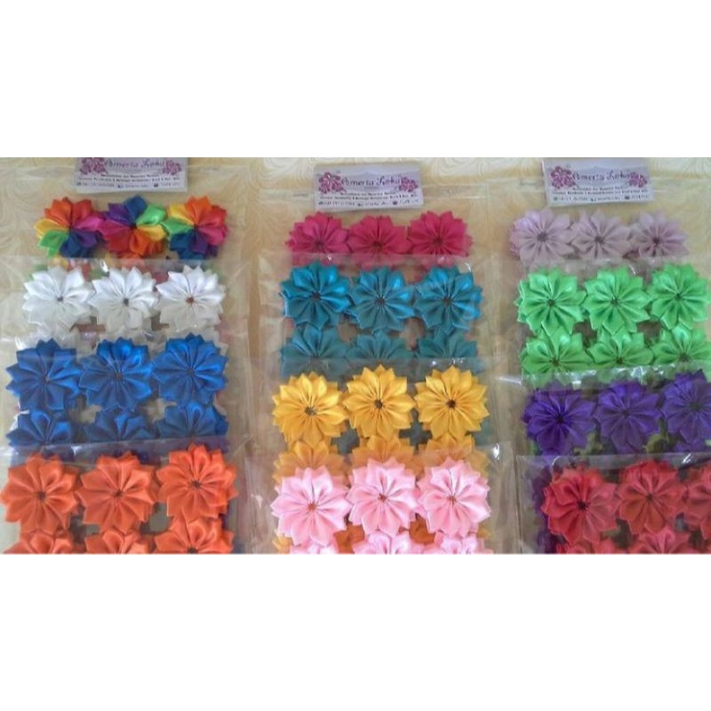 

aplikasi bunga pita satin kecil