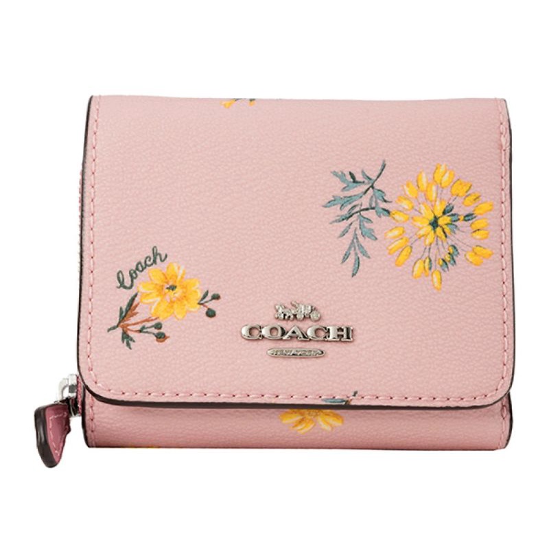 Coach Wallet Small Tri gold Dandelion Floral Blosom Multi (C2924)