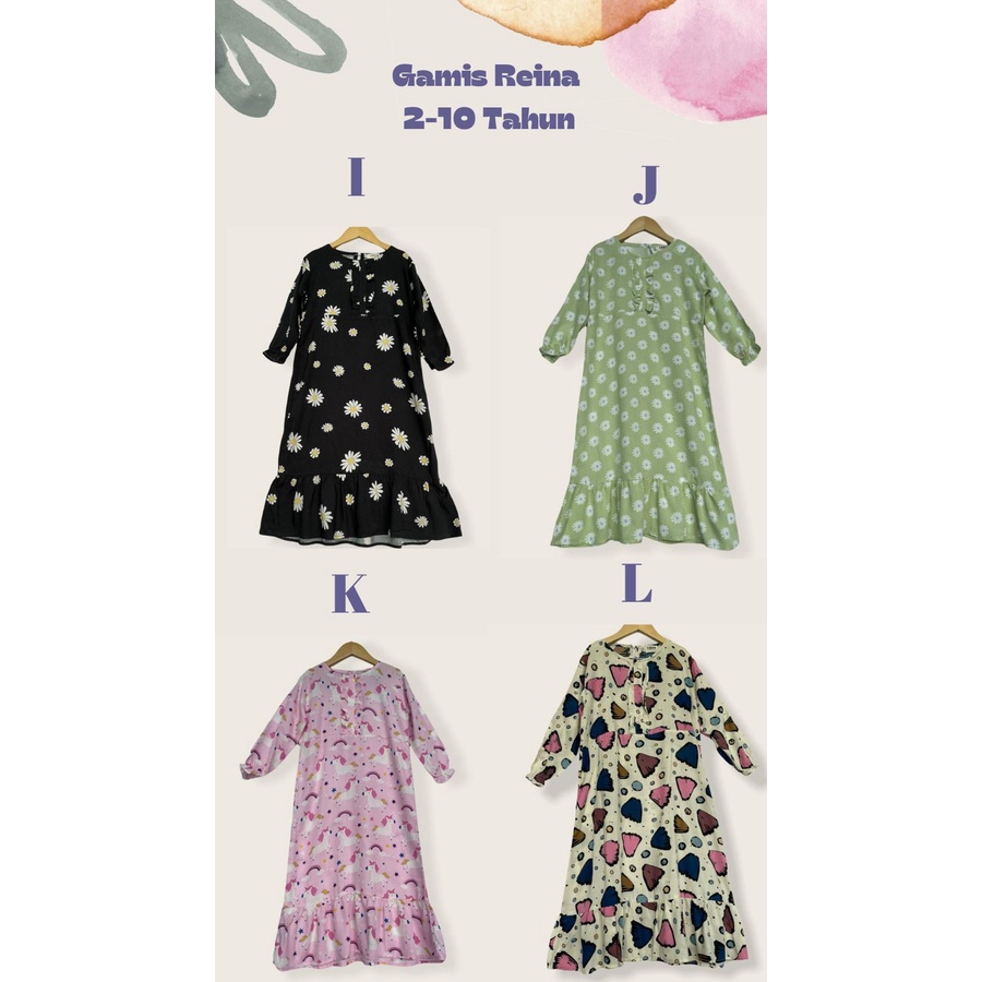 Gamis Reina Gamis Anak Rayon Motif Junior Neeca Kiddos Size 6 - 10 Tahun Murah