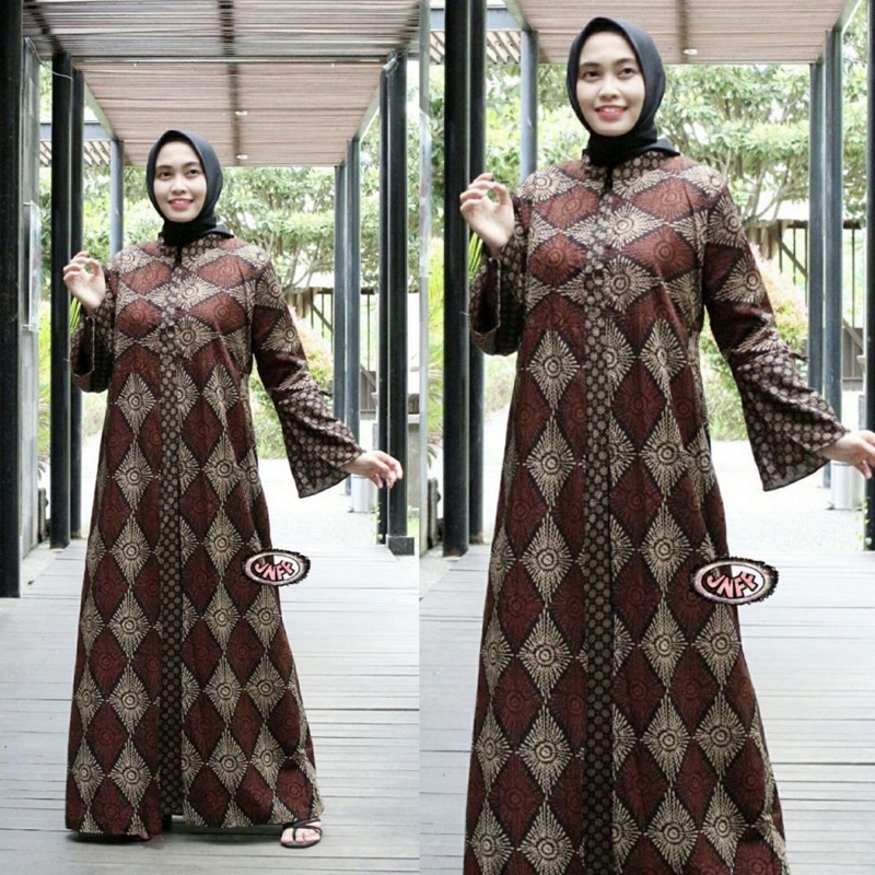 Gamis Batik Jumbo Modern Premium - Gamis Busui All Size/Gamis Batik Kombinasi - Gamis Batik Terbaru