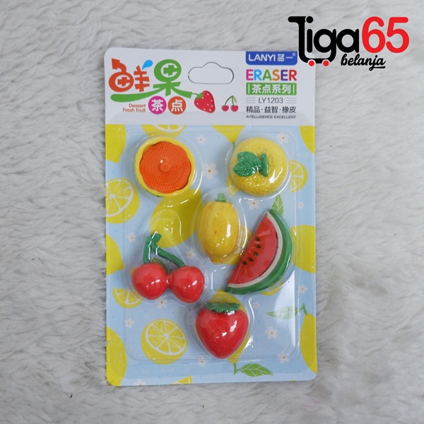 365 Cartoon Eraser #40888 Penghapus Set Fruit Shape Penghapus Kartun Isi 6 pcs