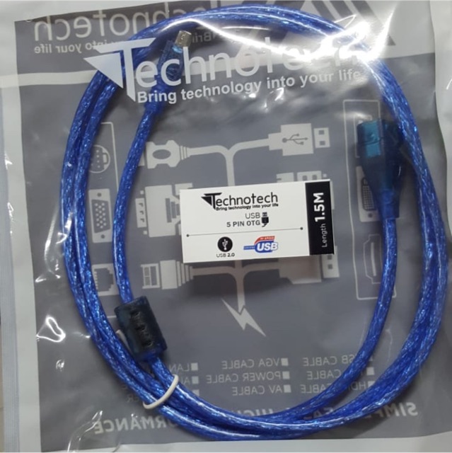 Kabel OTG 5 Pin 1.5 Meter - MINI USB 5pin biru 1.5M