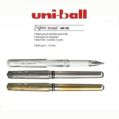 Uni-ball Signo Broad UM-153 White , Gold, Silver Pen (Gel Ink)