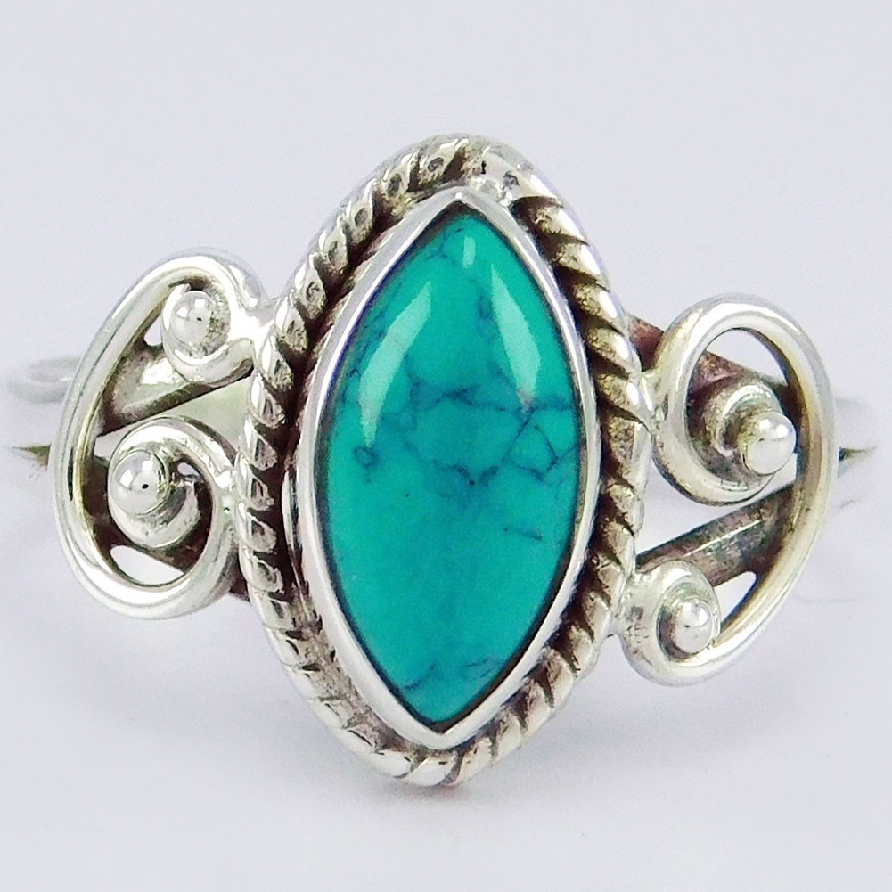 Hu Hu Hu Hu Hu Alat Bantu Pasang Kacamata♡ Cincin Antik Gaya Tibet Aksen Batu Turquoise Untuk Hadiah Wanita