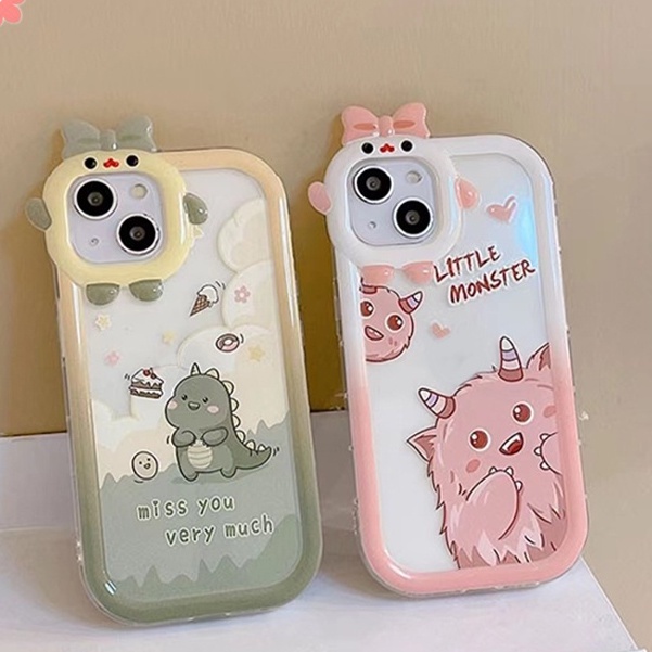 Soft Case Desain Kartun Monster Dinosaurus 3D Untuk IPhone 11 6 6S 7 8 14 Plus 13 12 14 Pro MAX XR X XS MAX SE 2020