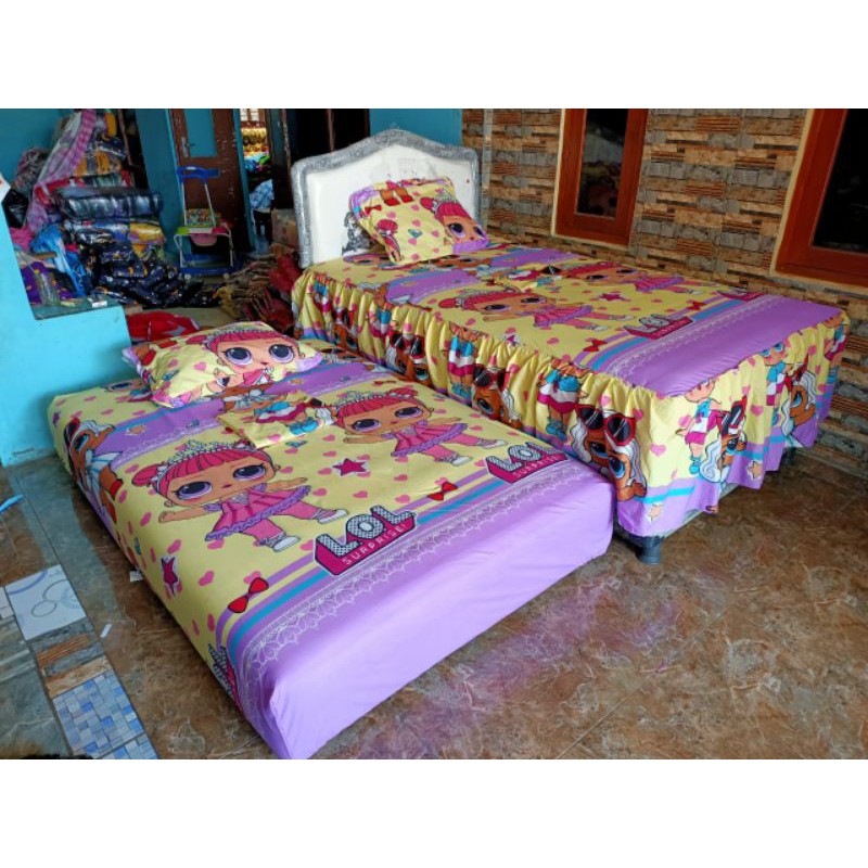 Sprei bed sorong / sprei bed 2 in 1 chat  admin untuk menanyakan ketersediaan motif