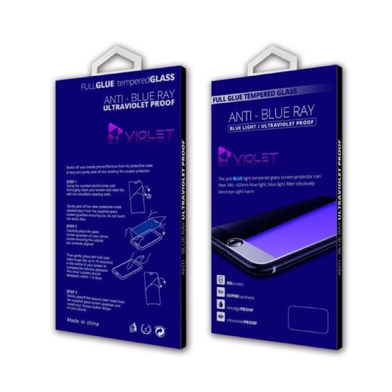 Temper glass violet premium anti radiasi SERIES 6/6+/7/8/7+/8+/X/XR/XS MAX/11/12/13/14/15