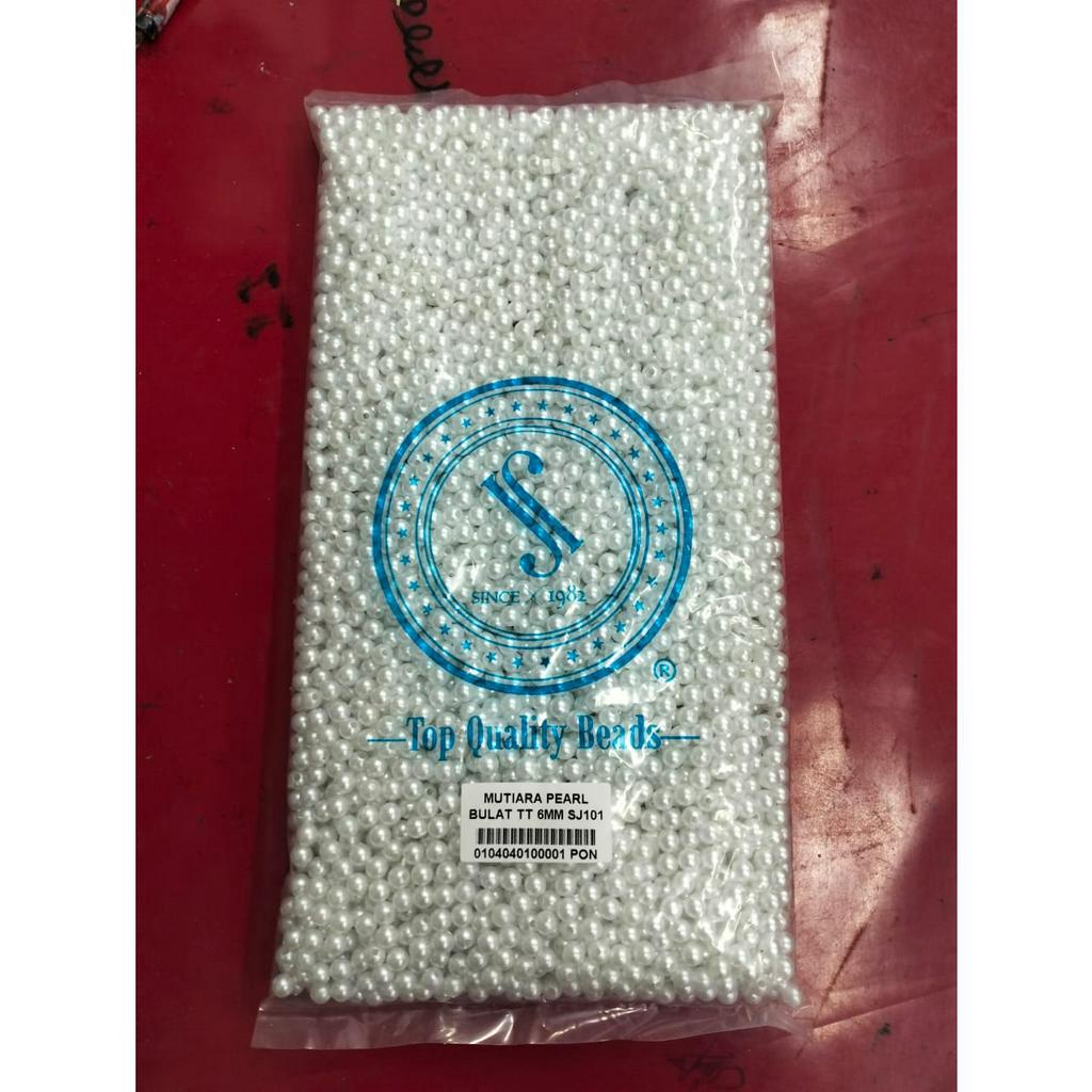 [1 Pon (450 Gram)] Mutiara Ringan Sintetis Tanpa Tali / Manik Mutiara Bulat 6mm / Manik Mutiara Bulat 8mm / Mutiara Pearl Bulat TT (Tanpa Tali)