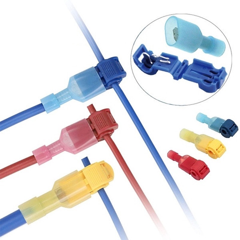 Terminal Garpu Sendiri Kawat Tipe T Kawat Listrik Quick Gripping For Soft Wire Insulated Male Connector Putus