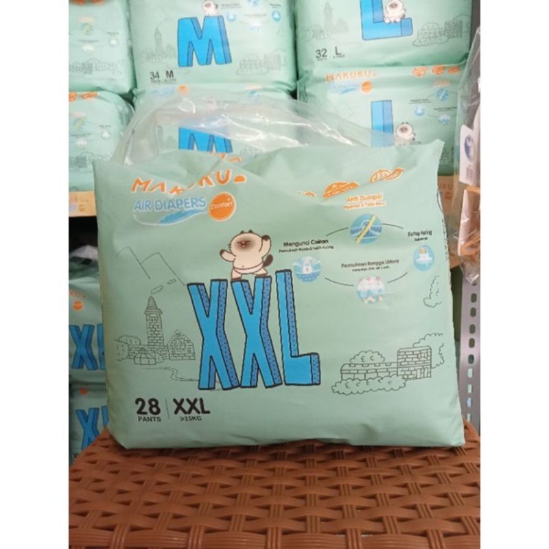 (PROMO) MAKUKU DIAPERS XXL 28 PEMPERS HALUS LEMBUT DAYA SERAP BAGUS