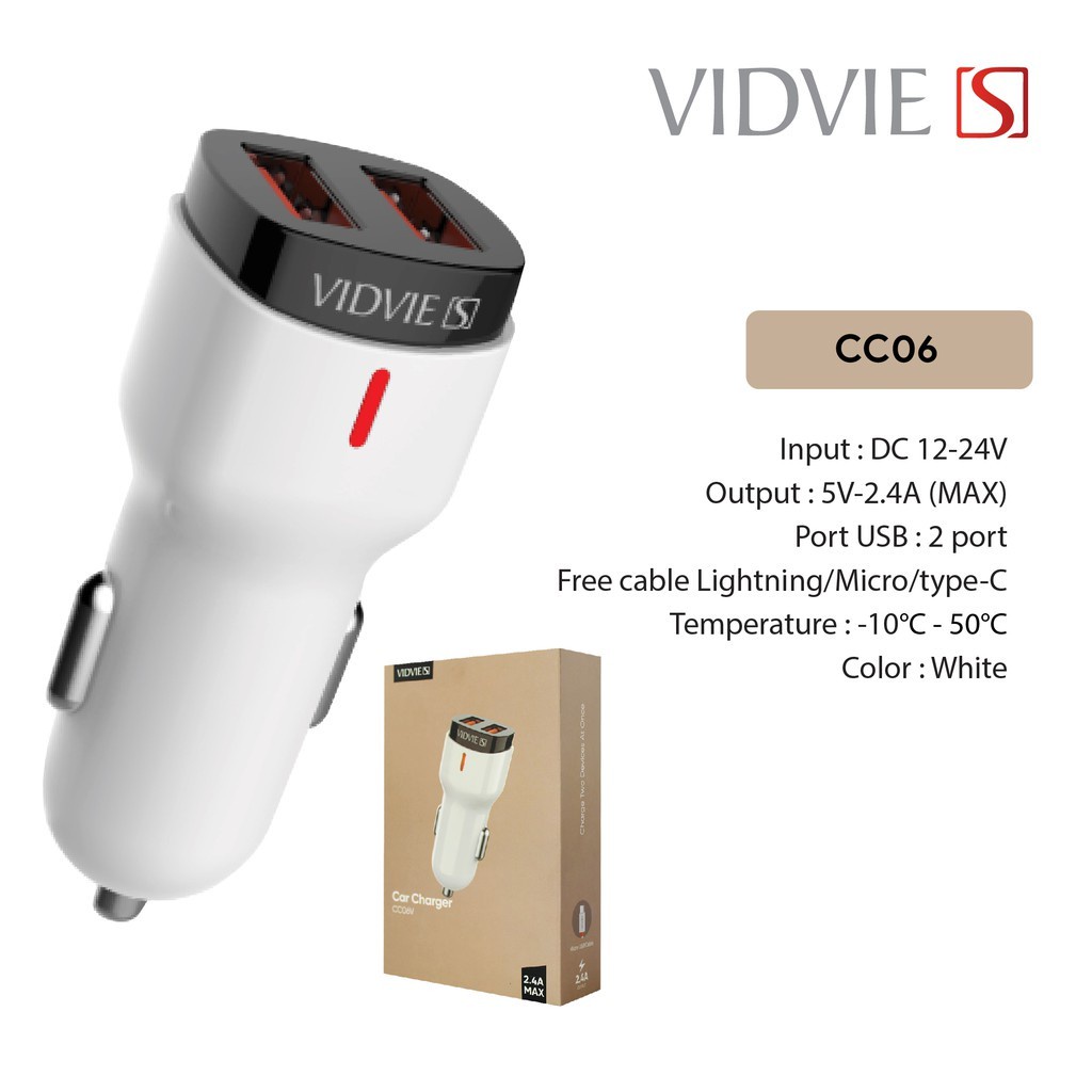 CAR CHARGER VIDVIE S CC-06