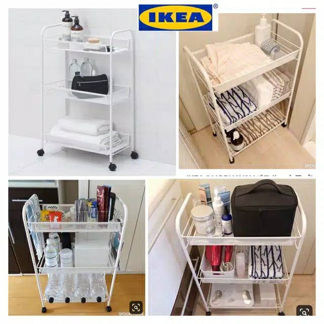  IKEA  HORNAVAN Troli dengan Roda  Rak  serbaguna slim 