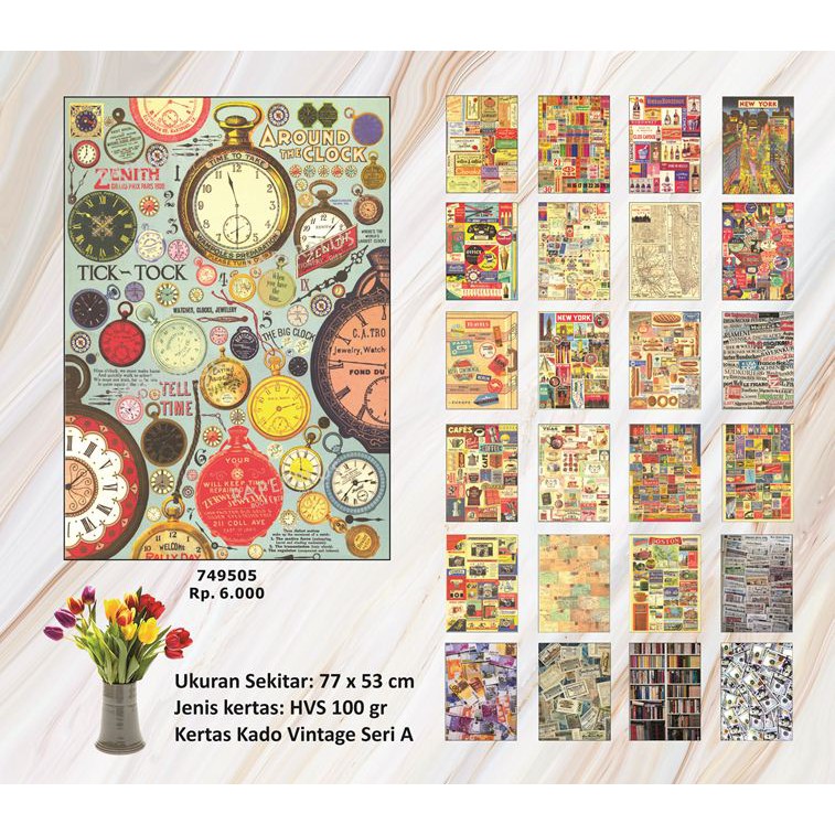 

Kertas Kado Besar Vintage Around The Clock_Seri A