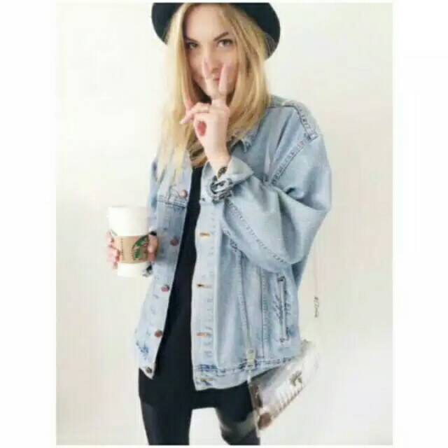 Jaket Jeans Oversize Bio Pudar/Jaket Jeans Oversize Wanita/Jaket Jeans Jumbo Murah/Jaket Denim Levis