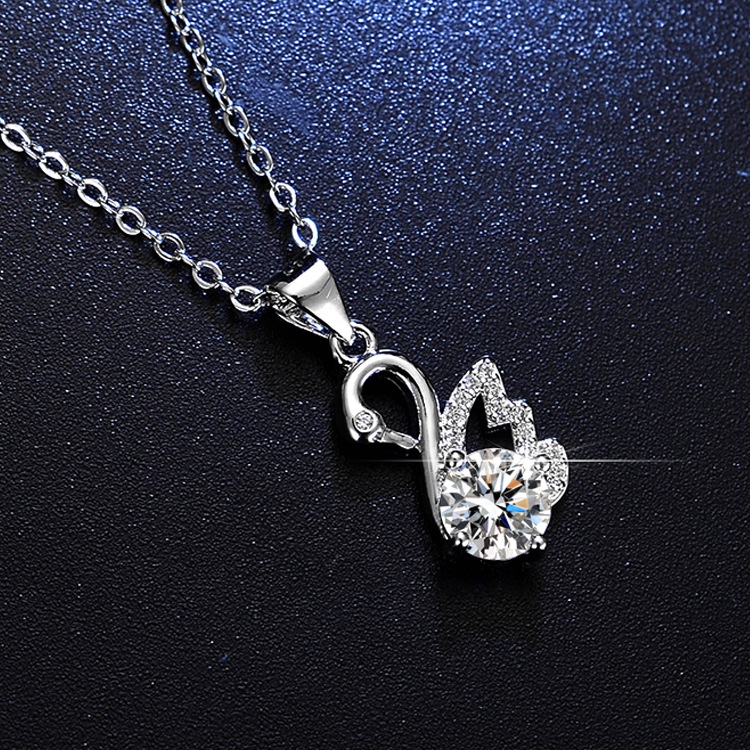 925 perak murni Little Swan Pendant Kalung berlian kalung untuk wanita Moissanite perhiasan fashion sederhana gaya Korea