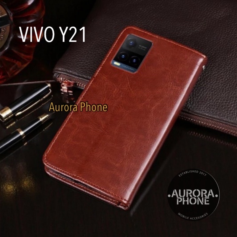 Flip Case Vivo Y21 Y21s Y33s Wallet Leather Case Vivo Y21 Flip Case Dompet Kulit Y21