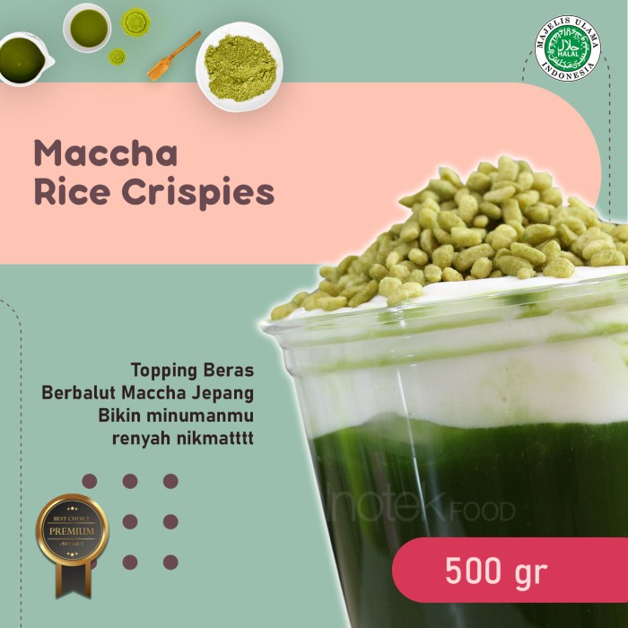 

RICE GREEN TEA CRUNCHY / TOPPING MINUMAN RASA GREEN TEA @ 500 GR