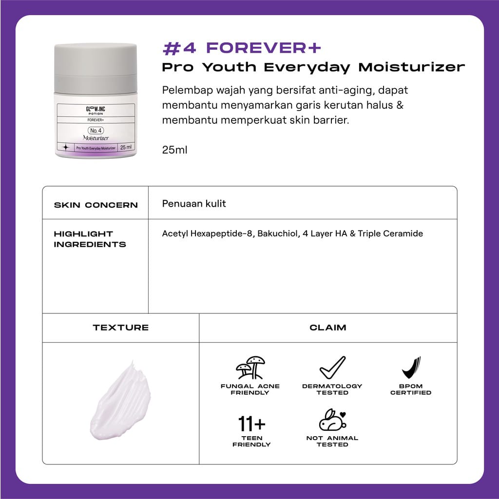GLOWINC POTION FOREVER+ Pro Youth Low pH Cleanser | Essence Toner | Serum | Everyday Moisturizer