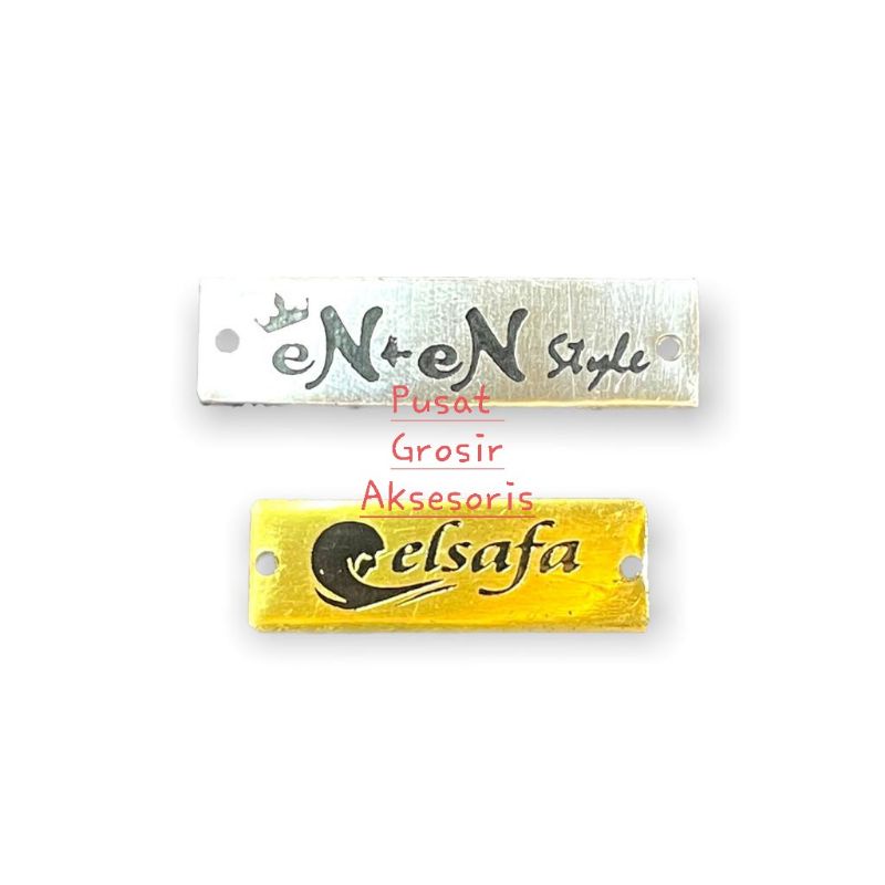 Label Merk Plat Hijab Jilbab Anti Karat Stainless Besi Premium Bisa Desain Sendiri Custom LM01